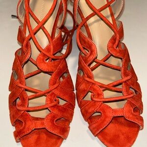 Banana Republic Jene Red Suede Lace-Up Sandals
